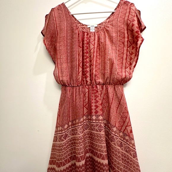 Bar 111 Dress Women's Aztec Print Pink Chiffon Flutter Sleeve Dress Size S - Picture 1 of 8